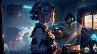 Woman clock window sky stars - a sky free wallpaper for desktop