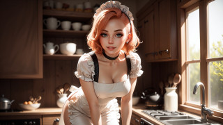 Woman white dress kitchen apron - sakimi chan free wallpaper for desktop