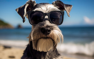 Dog sunglasses beach ocean blue - elke vogelsang free wallpaper