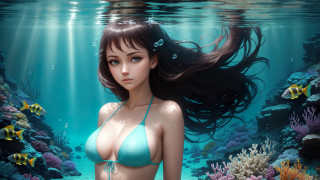 Gothic anime underwater diving fish - fish free wallpaper