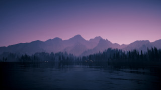 Mountain lake dusk purple sky 2 - a lake in front free wallpaper for desktop
