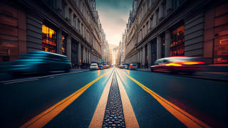 Futuristic city street yellow line - a yellow line free wallpaper