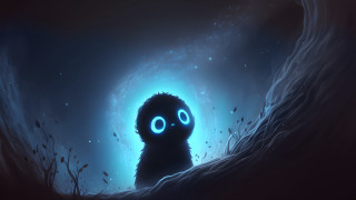Glowing eyes cartoon cave blue - a cave free wallpaper