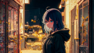 Woman doorway black hoodie anime - a black hoodie free wallpaper
