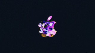 Colorful apple logo dark sky - david rudnick free wallpaper