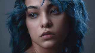Blue hair pierced woman elina - elina karimova free wallpaper for desktop
