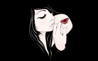 Ladybug woman kissing lips black - a ladybug free wallpaper