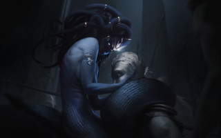 Woman snake back dark room - bastien l. deharme free wallpaper for desktop