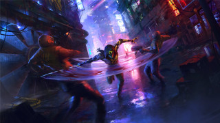 City spiderman cyberpunk action painting - league of legends concept art free wallpaper for desktop