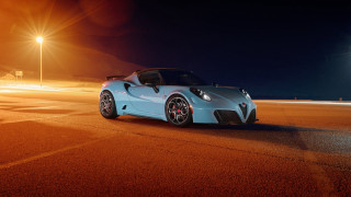 Blue sports car night street 6 - a street free wallpaper