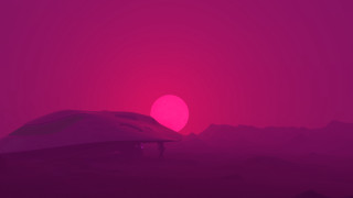 Pink sunset plane mountains foothill - retrofuturism free wallpaper