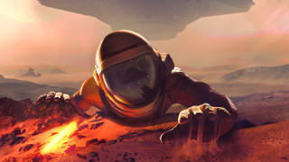Space man desert fire spaceship - a man in a space suit free wallpaper