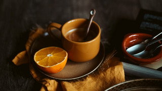 Coffee orange stilllife food spoons - a plate free wallpaper