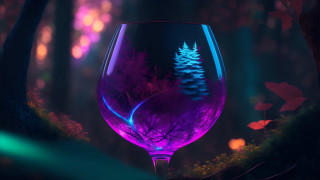 Purple wine glass forest night - affinity photo free wallpaper