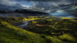 Valley river mountains darksky naturalism - a view of a valley free wallpaper for desktop
