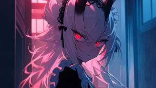 Anime demon hair red eyes - aya goda free wallpaper for desktop