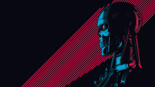 Robot red light cyberpunk synthwave - dan mumford free wallpaper