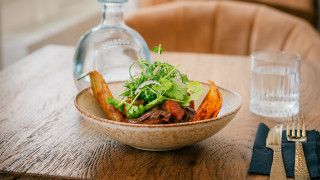 Bowl food table fork knife - a bowl of food free wallpaper for desktop