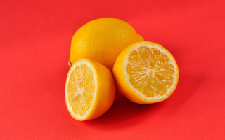 Orange halves red background food - two orange free wallpaper