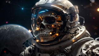 Skull astronaut space suit starry - a space background free wallpaper