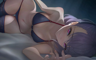 Woman bikini bed blurry purple - chizuko yoshida free wallpaper for desktop