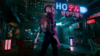 Woman alley neon signs cyberpunk - a dark alley free wallpaper