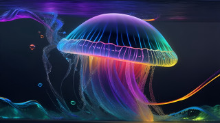 Jellyfish rainbow water dark bubbles - jellyfish free wallpaper
