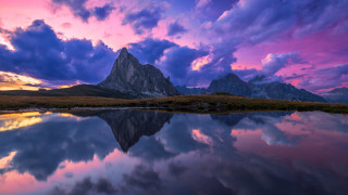 Mountain lake mystical purple sky - a lake in the foreground free wallpaper