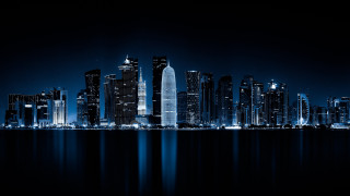 City skyline night reflection skyscraper - a dark sky background free wallpaper