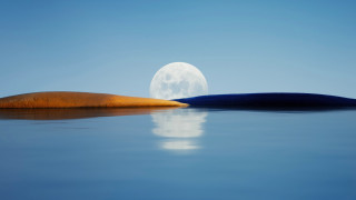 Full moon reflection lake rocks - the water of a lake free wallpaper