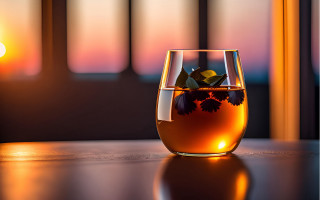 Glass tea leaf table sunset - evening free wallpaper