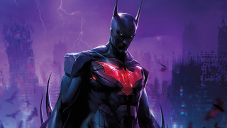 Batman cityskyline lightning redchest glowing - a batman free wallpaper
