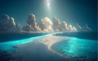 Water sky sun beach ocean - a view of a body free wallpaper