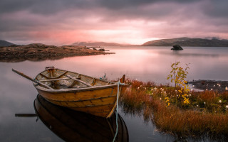 Boat water island cloudy sky - david paton free wallpaper for desktop