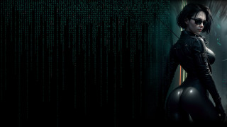 Woman black leather cyberpunk wall - cyberpunk style free wallpaper