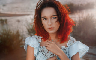 Red hair portrait ring water - her finger free wallpaper for desktop