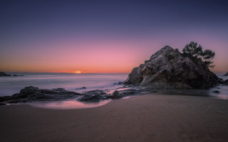 Rock formation beach sunset pink - allan brooks free wallpaper for desktop
