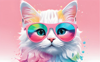 Cat sunglasses pink background white - a pink bow tie free wallpaper