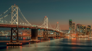 Bridge cityscape night lights water - the bridge free wallpaper