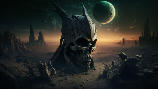 Skull desert planet moon night - strange free wallpaper for desktop
