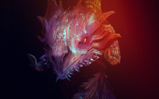 Dragon glowing eyes horns spikes - a black background behind free wallpaper