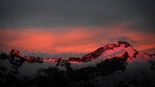 Red sky mountain sunset cloud - over a mountain range free wallpaper