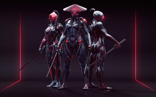 Futuristic women armor swords cyberpunk - warframe armor free wallpaper