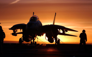 Fighter jet sunset runway ruins - top of an airport runway free wallpaper
