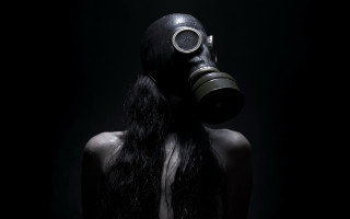 Woman gasmask dystopian portrait dark - dystopian art free wallpaper for desktop