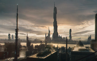 City river skyline bridges twilight - tall building and a river in the background free wallpaper