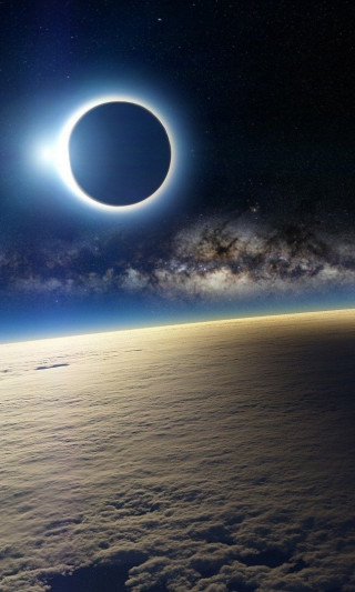 Solar eclipse earth horizon view 5 - free airplane wallpaper for mobile