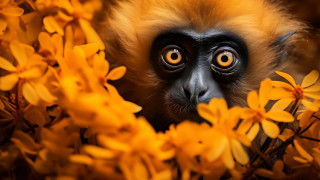 Monkey big eyes yellow flowers - yellow flower free wallpaper for desktop