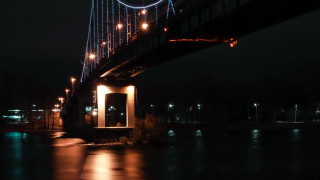 Night bridge reflection city lights 2 - christo free wallpaper