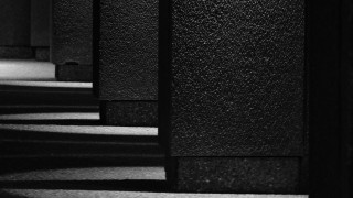 Black white hallway clock light - brutalism free wallpaper